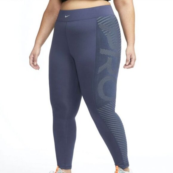 Nike Pro Therma Fit ADV Leggings Womens 2X Blue High Waist Full Length Tight Fit - Picture 1 of 15